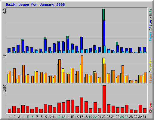 Daily usage for January 2008