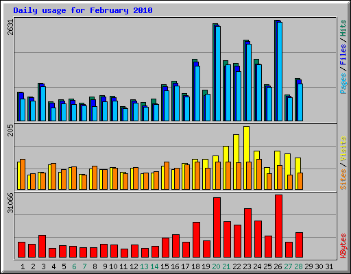 Daily usage for February 2010