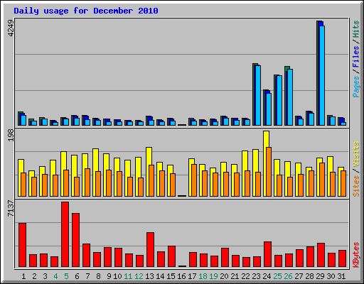 Daily usage for December 2010
