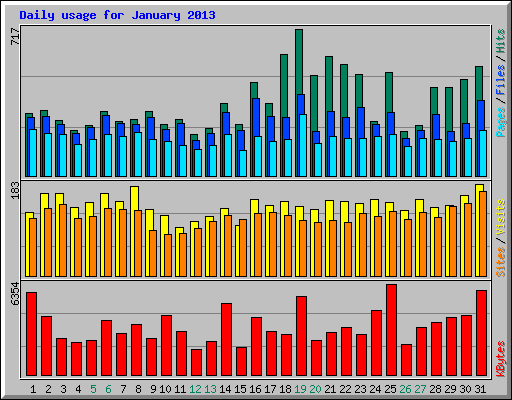 Daily usage for January 2013
