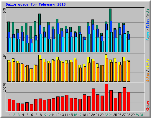 Daily usage for February 2013