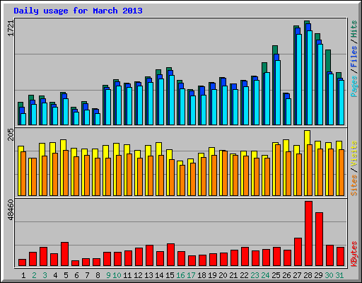 Daily usage for March 2013