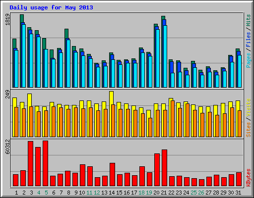 Daily usage for May 2013