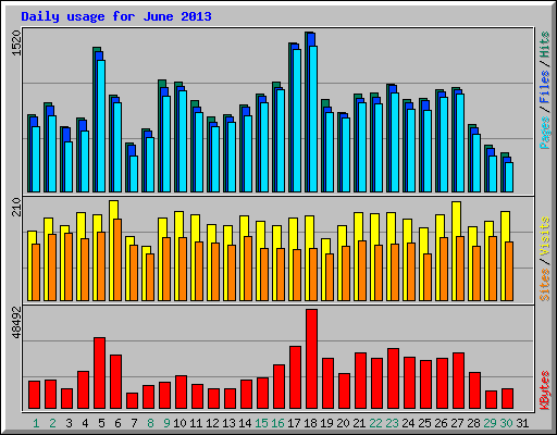 Daily usage for June 2013