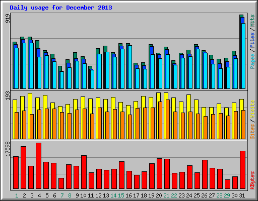 Daily usage for December 2013