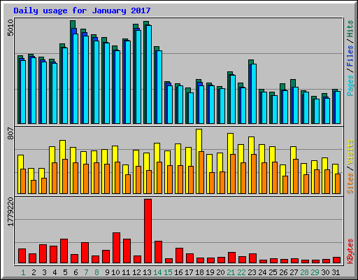Daily usage for January 2017