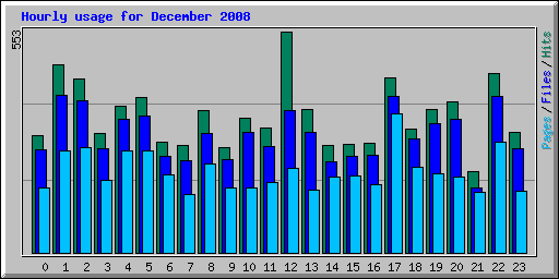 Hourly usage for December 2008