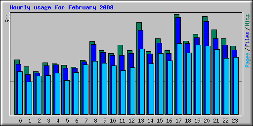Hourly usage for February 2009