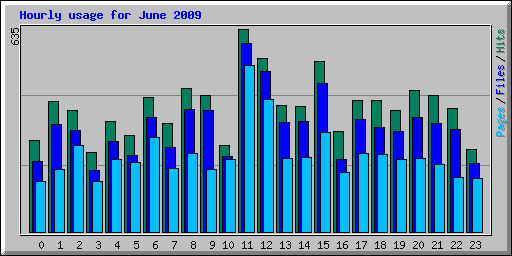 Hourly usage for June 2009