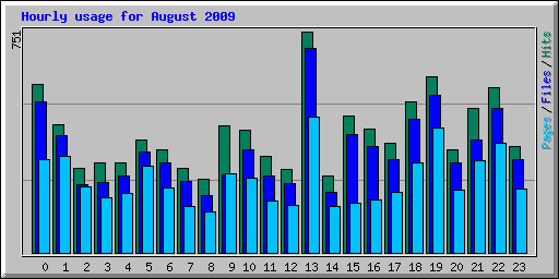 Hourly usage for August 2009