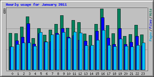 Hourly usage for January 2011