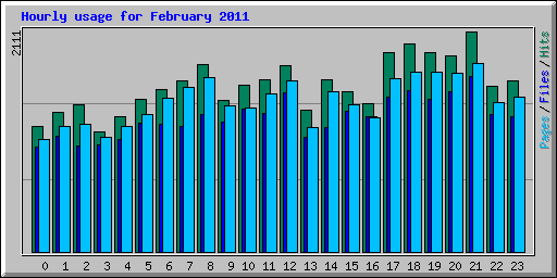 Hourly usage for February 2011