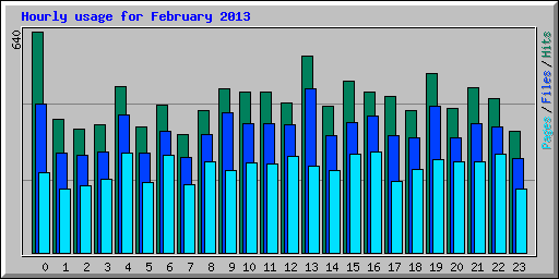 Hourly usage for February 2013