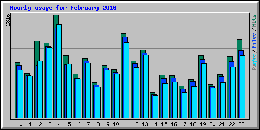 Hourly usage for February 2016