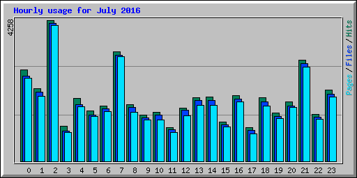 Hourly usage for July 2016