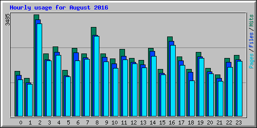 Hourly usage for August 2016